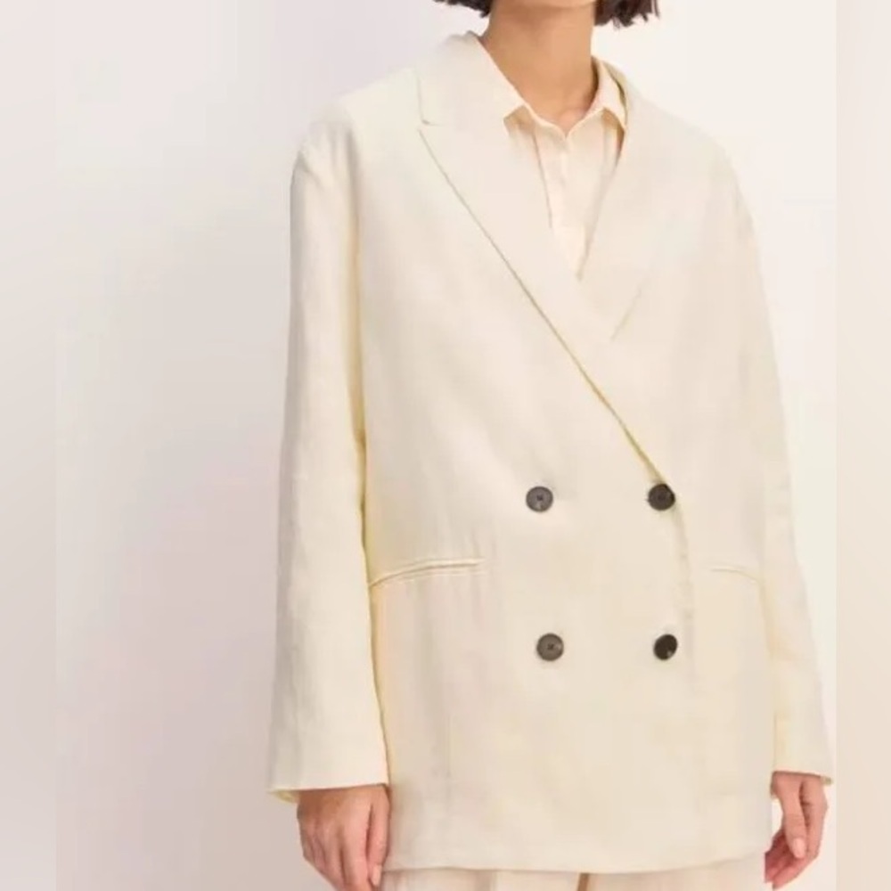 Everlane linen Double-Breasted Blazer (Bone)